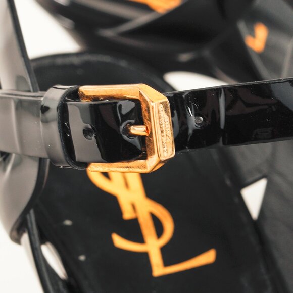 Saint Laurent Tribute Open Toe Black Patent Leather Platform Sandal - Picture 7 of 10